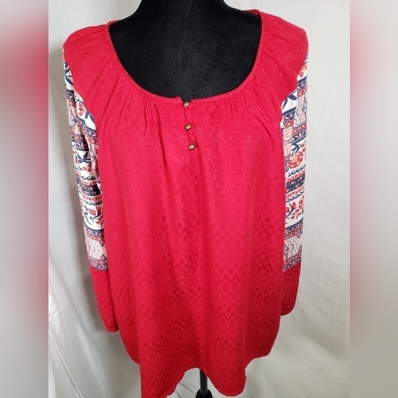 Style & Co Red Loose fitted Blouse Sz XL - Picture 3 of 10